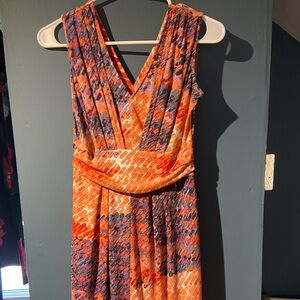 Simply Vera Vera Wang Orange and Purple Midi Dress